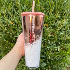 Rose Gold and White Glitter 24oz